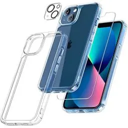 Produktbild: TAURI 3 in 1 für iPhone 13 Hülle, 1 Handyhülle+2 Schutzfolie, (Nie Vergilbung) Handyhülle für iPhone 13 Case Schlanke Stoßfeste Anti-Kratzt - Transparent