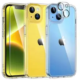 Produktbild: TAURI 3 in 1 für iPhone 14 Hülle, 1 Handyhülle+2 Schutzfolie, (Nie Vergilbung) Handyhülle für iPhone 14 Case Schlanke Stoßfeste Anti-Kratzt - Transparent