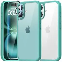 Produktbild: TAURI 5 in 1 für iPhone 16 hülle, Handyhülle für iPhone 16 Case, (Vergilbt Nicht) Schlanke, Stoßfeste Telefon Hülle - Grün
