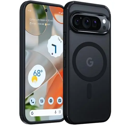 Produktbild: TAURI Magnetische Schutzhülle für Google Pixel 9/9 Pro, Mag-Safe Kompatibel, Stoßfest, Anti-Gelb, Matt Schwarz