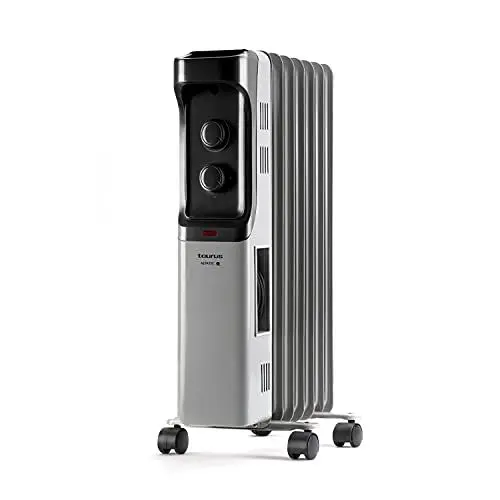 Produktbild: Taurus Dakar - Ölradiator 7 Elemente. 1500W. 3 Leistungsstufen. Einstellbarer Thermostat. Überhitzungsschutz. Einfacher Transport: Griff und Räder. Geringer Konsum, Grau