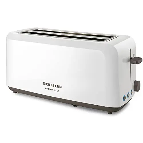 Produktbild: Taurus Toaster | Mytoast Duplo | breite Toastschlitze | 1450W | Stopp-, Wiederaufwärm- und Auftaufunktion | 7 Toaststufen | Automatisches Zentrieren | Krümelschublade
