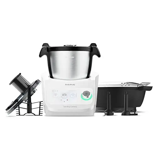 Produktbild: Taurus Trending Cooking Multifunktions-Küchenmaschine mit WLAN, 1600 W, Touchscreen, 28 Funktionen, 8 Programme, 120 °C, integrierte Waage, 3,5 l Schüssel, alle Zubehörteile, Rezeptbuch