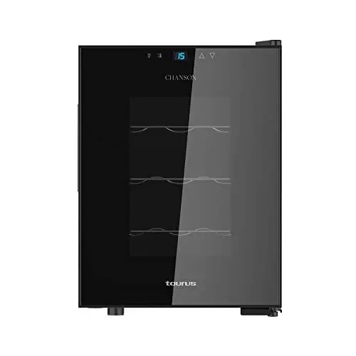 Produktbild: Taurus Weinkühler | Chanson 12 | 12 Flaschen | Thermoelektrische Kühlung | 70W | Doppelglas | 11-18ºC | Ultraleise | Digitale Steuerung | Griff