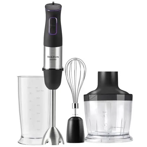 Produktbild: Taurus | Stabmixer -Set| 1000W | 20 Geschwindigkeitsstufen | Turbo-Funktion | 4 Edelstahlklingen | ergonomisch | Spritzschutz | inklusive Zubehör