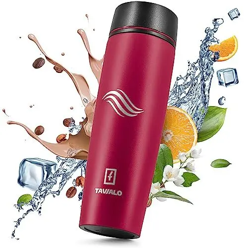 Produktbild: TAVIALO Thermobecher, Reisebecher, 460ml, Farbe Pink, Isolierbecher aus Inox Edelstahl, auslaufsicher, gummierter Standfuß