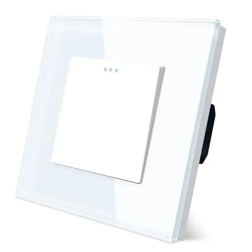 Produktbild: TAWOIA Lichtschalter 1 Fach 1 Weg Unterputz Taste Schalter 86 * 86mm Lichtschalter Glas Weiß Kippschalter