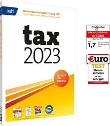 Produktbild: Tax 2023 DVD Box (für Steuerjahr 2022) | Postzustellung: Einkommensteuererklärung 2022 für Arbeitnehmer, Rentner und Pensionäre (Buhl Finance)