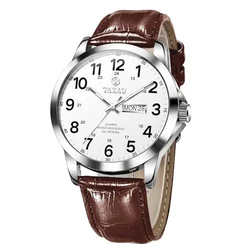 Produktbild: Taxau Lederarmband Uhren Analoge Quartz Herrenuhren Leder wasserdichte Uhren Männer Mode Herrenuhren Glanzarmband