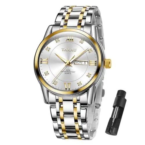 Produktbild: Taxau Silber Uhr Herren Edelstahl Armband wasserdichte Armbanduhr Herren mit Datum Klassische Herrenarmbanduhr Mens Watches Uhr für Manner Business Herrenuhr