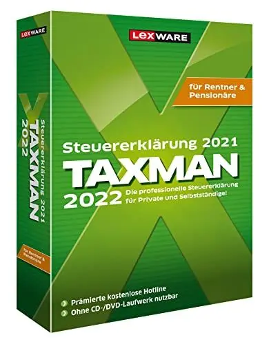 Produktbild: TAXMAN 2022 (für Steuerjahr 2021) | Minibox| Steuererklärungs-Software für Rentner und Pensionäre