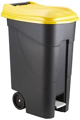 Produktbild: Tayg 259297 Mülleimer Räder + Pedal 80 Liter, Schwarz/Gelb