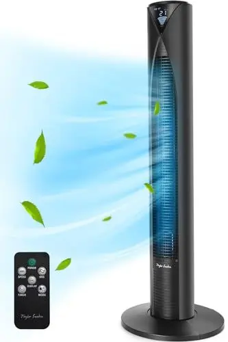 Produktbild: Taylor Swoden 20dB Turmventilator Leise mit Fernbedienung 96 cm, 4 Modi 3 Geschwindigkeiten, 12 Std. Timer Ventilator Säulenventilator, 45W Standventilator, Oszillierende, für Zuhause und Büro Schwarz