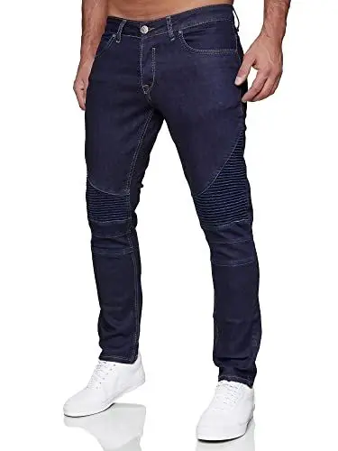 Produktbild: Tazzio Jeans Herren Slim Fit Biker Destroyed Look Stretch Jeanshose Hose Denim 16517 (32W/30L, Dunkelblau)