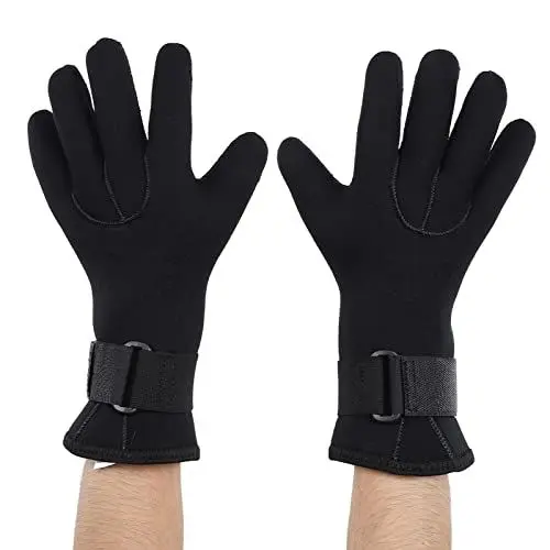 Produktbild: Tbest 2 Stück Verdickte Warme Neopren-Handschuhe, rutschfeste, wasserdichte Tauchhandschuhe mit Klettverschluss, Geeignet für Wassersport Im Freien (M