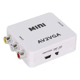 Produktbild: Tbest Cinch Auf VGA-Adapter, AV-Zu-VGA-Konverter, 480P Composite-AV-Adapter, TV-Set-Top-Box Video-Konverter (Weiß)