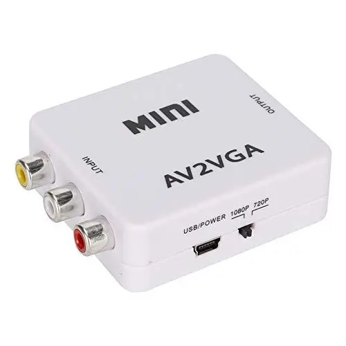 Produktbild: Tbest Cinch Auf VGA-Adapter, AV-Zu-VGA-Konverter, 480P Composite-AV-Adapter, TV-Set-Top-Box Video-Konverter (Weiß)