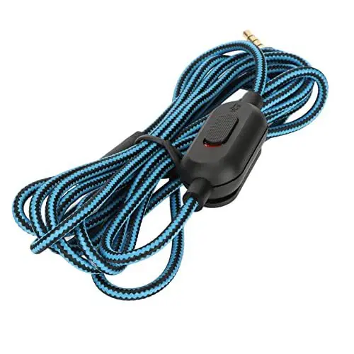Produktbild: Gaming-Headset-Kabel, Gewebtes Kopfhörerkabel mit Lautstärkeregler und Stummschalter für Verlängerungskabel von G Pro G Pro X G433 G233 (Schwarz). (Blau)