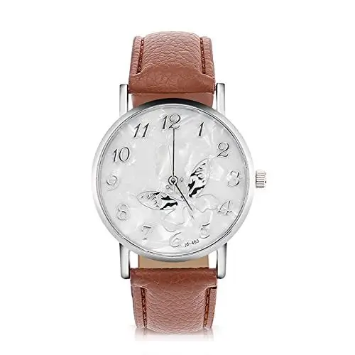 Produktbild: Tbest Reloj, Günstige Damenuhren Modische Pu-Lederband Quarzuhr Damen Weiblich Analog Armbanduhren Weiß (Kaffee)