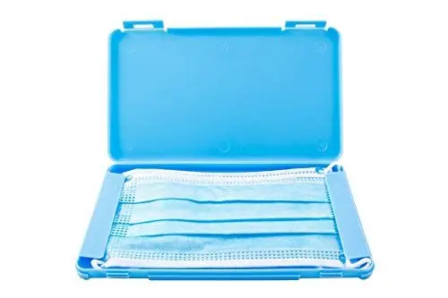 Produktbild: TBOC Etui für Maske - Rechteckig Kiste (Blau) Aufbewahrung von Masken Tragbarer Hartplastik Organizer für Einwegmasken Leicht und Wiederverwendbar zum Schutz vor Schmutz und Staub