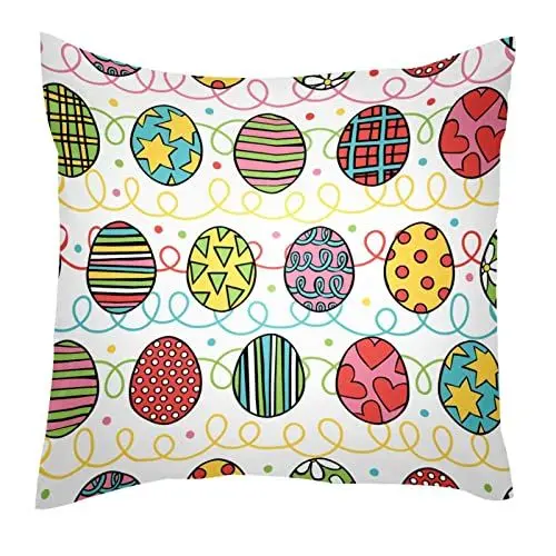 Produktbild: TBOUOBT Dekokissen Fall Kissenbezug, Dekorationen für Sofa Couch Bett Stuhl,Ostern Karikatur Eier reizendes Muster