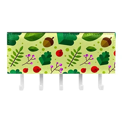 Produktbild: TBOUOBT Schlüsselhalter für Wanddekoration, Mail-Organizer und Schlüsselbrett für Flur, Küche, Bauernhaus-Dekoration,Cartoon Wald Granatapfel Bougainvillea