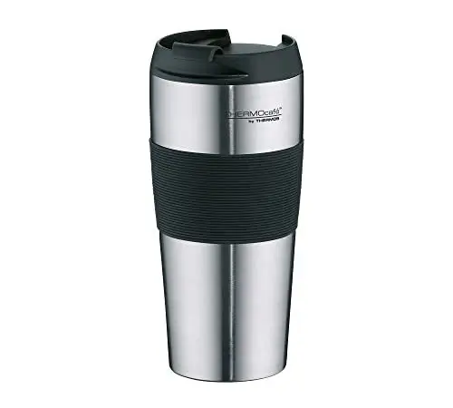 Produktbild: TC THERMO PRO 0,40l, stainless steel mat, Kaffeebecher aus Edelstahl, 4 h heiß / 8 h kalt, schwappsicher mit Grip Zone für Uni, Schule, Büro, by THERMOS, Isolierbecher, Edelstahlbecher
