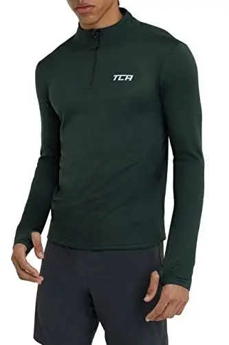 Produktbild: TCA Herren Cloud Fleece mit Brust Reißveschluss - Thermo Sporttop Laufshirt - Dunkelgrün, XL