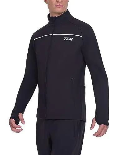 Produktbild: TCA Herren Thermische Radlaufjacke. Reflektierende atmungsaktive winddichte Jacke mit Reißverschlusstaschen - Schwarz, M