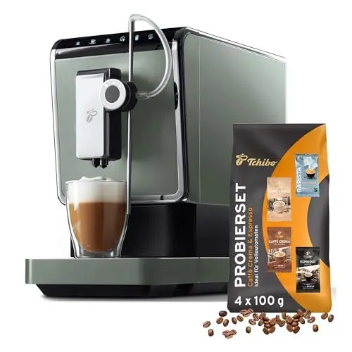 Produktbild: Tchibo Kaffeevollautomat Esperto Pro mit One Touch Funktion für Caffè Crema, Espresso und Milchspezialitäten, Metallic Mint - INKLUSIVE Kaffeeprobierset GRATIS