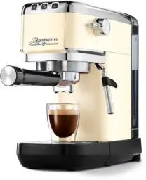 Produktbild: Tchibo Siebträger Espressomaschine Lapressa (15 bar, 980ml Wassertank), Pre-Infusion Technologie, mit 2-Tassen-Funktion und Milchschaumdüse, inkl. zwei doppelwandigen Sieben (Cremeweiß)