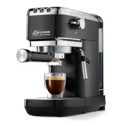 Produktbild: Tchibo Siebträger Espressomaschine Lapressa (15 bar, 980ml Wassertank), Pre-Infusion Technologie, mit 2-Tassen-Funktion und Milchschaumdüse, inkl. zwei doppelwandigen Sieben (Schwarz)