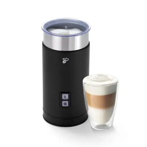 Produktbild: Tchibo elektrischer Milchaufschäumer, 130ml Fassungsvermögen, aus rostfreiem Edelstahl, Antihaftbeschichtung, warmer und kalter Milchschaum, für Latte Macchiato, Cappuccino und Kakao (Schwarz)