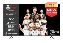 Produktbild: TCL 65T8B 65-Zoll QLED Pro 144Hz Onkyo Gaming Fernseher, 4K UHD, HDR Pro, Google TV (Dolby Vision IQ & Atmos, Motion Clarity, Freihändige Sprachsteureung, Kompatibel mit Google Assistant & Alexa)