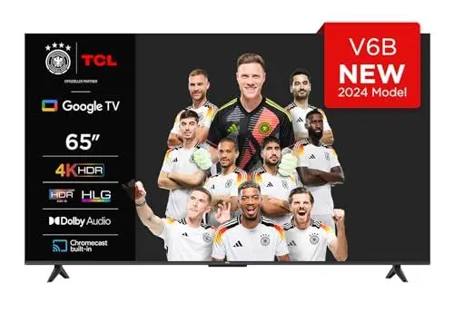 Produktbild: TCL 65V6B 65 Zoll, 4K Ultra HD, HDR TV, Smart TV unterstützt von Google TV (Dolby Audio, Motion Clarity, Sprachsteuerung, Kompatibel mit Google Assistant, Chromecast eingebaut