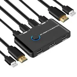 Produktbild: TCNEWCL KVM Switch 4K 60Hz, 2 Port HDMI KVM Switch 2PC 1 Monitor, USB HDMI Umschalter für 2 Computer teilen 1 HD Monitor und Tastatur, Maus, Drucker, U-Disk