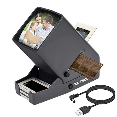 Produktbild: TCNEWCL LED Diaprojektor für Alte Dias, Diabetrachter für Gerahmte Dias, 3-fache Vergrößernder, für 35mm Dias Film und Negativ, mit USB Stromkabel