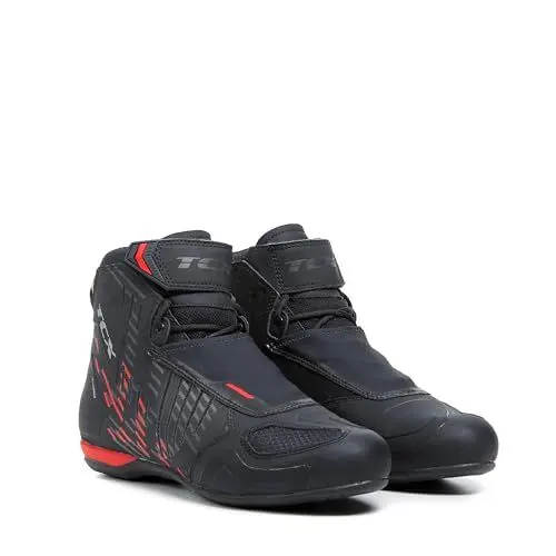 Produktbild: TCX - R04D Waterproof, Wasserdichte Motorradschuhe für Herren, T-DRY Membran Zertifikat, Schnürsenkel und Klettverschluss, Obermaterial aus Mesh mit Hot Melt Beschichtung, Schwarz/Rot