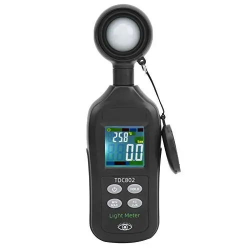 Produktbild: TDC802 Luxmeter PVC Lichtmessgerät Hand-Luxmeter 0Lx-200K Lx Lichtmessgerät Photometer mit 4-stelligem Farb-LCD-Display