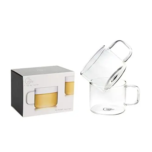 Produktbild: Tea Create Cup Set 100mL 2er Set (1 Set) - Tee Tassen Set aus Glas - Teeglas mit Henkel | Kaffeetassen Set - Espressotassen Set - Gläser Set | Mehrzweckgläser spülmaschinenfest