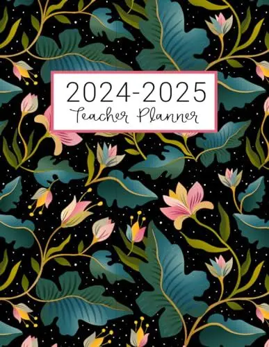 Produktbild: Teacher Planner: Lesson Plan for Class Organization | Weekly and Monthly Agenda | Academic Year August - July | Pink Floral Print (2019-2020)