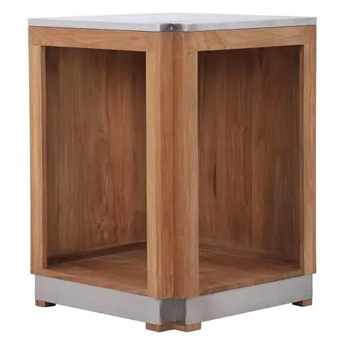 Produktbild: Teako Design Eckschrank Teak + Edelstahl Rivera Massivholz Wetterfest, Robustes Möbelstück, Innen- und Außenbereich, Outdoorküche, Wohnzimmer- und Gartenmöbel