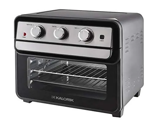 Produktbild: Team Kalorik TKG AFO 2000 Airfryeroven Heißluft- Ofen, Friteuse & Dörrautomat XL Garraum 22 L Fassungsvermögen inkl. Drehspieß, emailliertes Backblech, 1700 W, schwarz/grau