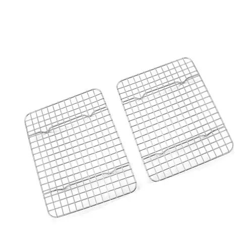 Produktbild: TEAMFAR Abkühlgitter, 2 Stück Rechteckig Edelstahl Kuchengitter Auskühlgitter, 24,8cm*18,9cm*2cm Mehrweg Backgitter für Braten Backen Grillen Kühlen, Gesund & Langlebig, Spülmaschinenfest