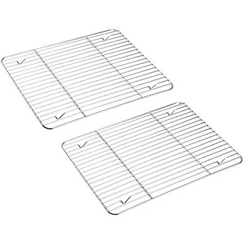 Produktbild: TEAMFAR Abkühlgitter 2er-Set, Auskühlgitter Kuchengitter aus Edelstahl zum Braten Backen Grillen Kühlen Auskühlen, 38,5 x 28 x 1,5 cm, Gesund & Langlebig, Rostfrei & Spülmaschinengeeignet