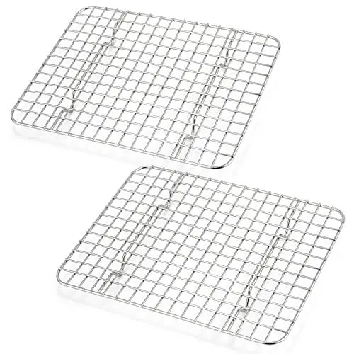 Produktbild: TEAMFAR Abkühlgitter Set, Rechteckig Edelstahl Kuchengitter Auskühlgitter, Mehrweg Backgitter für Braten Backen Grillen Kühlen, Gesund & Langlebig, Spülmaschinenfest, 29,8cm*22,7cm*2cm