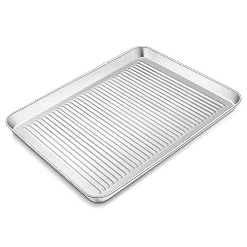 Produktbild: TEAMFAR Backblech, Edelstahl Rechteckig Backform Kuchenblech, 40,5cm x 30,5cm x 2,5cm, Ofenblech Tablett zum Backen/Braten, Ungiftig & Gesund, Leicht zu reinigen & Spülmaschinenfest