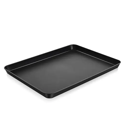 Produktbild: TEAMFAR Backblech, Rechteckig Groß Karbonstahl Ofenblech Kuchenblech mit Antihaftbeschichtung, 40,5 x 30,5 x 2,5 cm Fettpfanne für Backen Kochen Servieren, Gesund & Robust, Leicht zu Reinigen