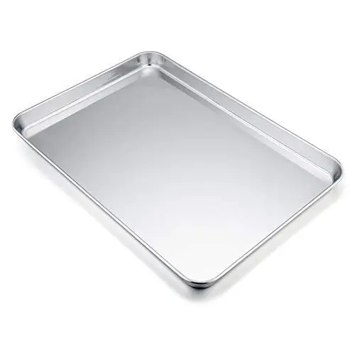 Produktbild: TEAMFAR Backblech, Rechteckigies Backform Kuchenblech aus Edelstahl zum Backen Kochen Servieren, 40x30x2,5cm, ungiftig und Gesund, Hochglanzpoliert, leicht zu reinigen und spülmaschinenfest