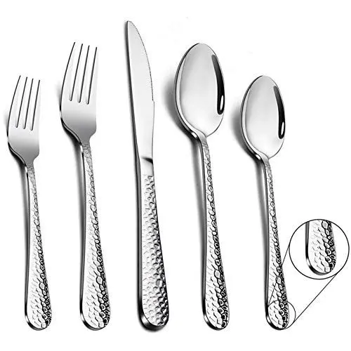 Produktbild: TEAMFAR Besteck Set, 30-teilig Edelstahl Besteckset Essbesteck für 6 Personen, Gehämmert Griff Tafelbesteck Set für Familie/Camping/Catering, Hochglanzpoliert & Spülmaschinengeeignet